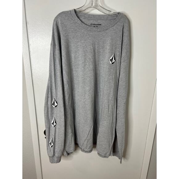 Volcom Men's Long Sleeve Crew Neck Iconic Stone T-Shirt Grey ~ Size XXL - Picture 1 of 3